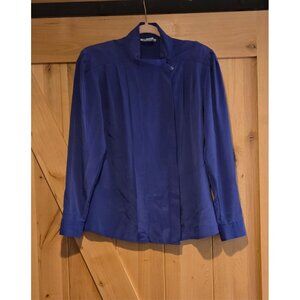 Vintage Anne Klein New Aspects Suze 6  Purple Silky Secretary Blouse High Neck
